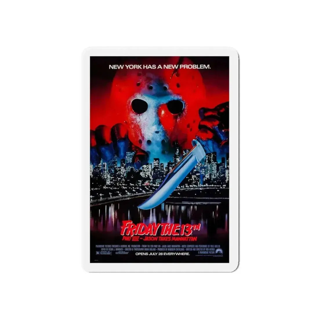 FRIDAY THE 13TH PART VIII - JASON TAKES MANHATTAN 1989 Movie Poster - Refrigerator Magnet - The Sticker Space