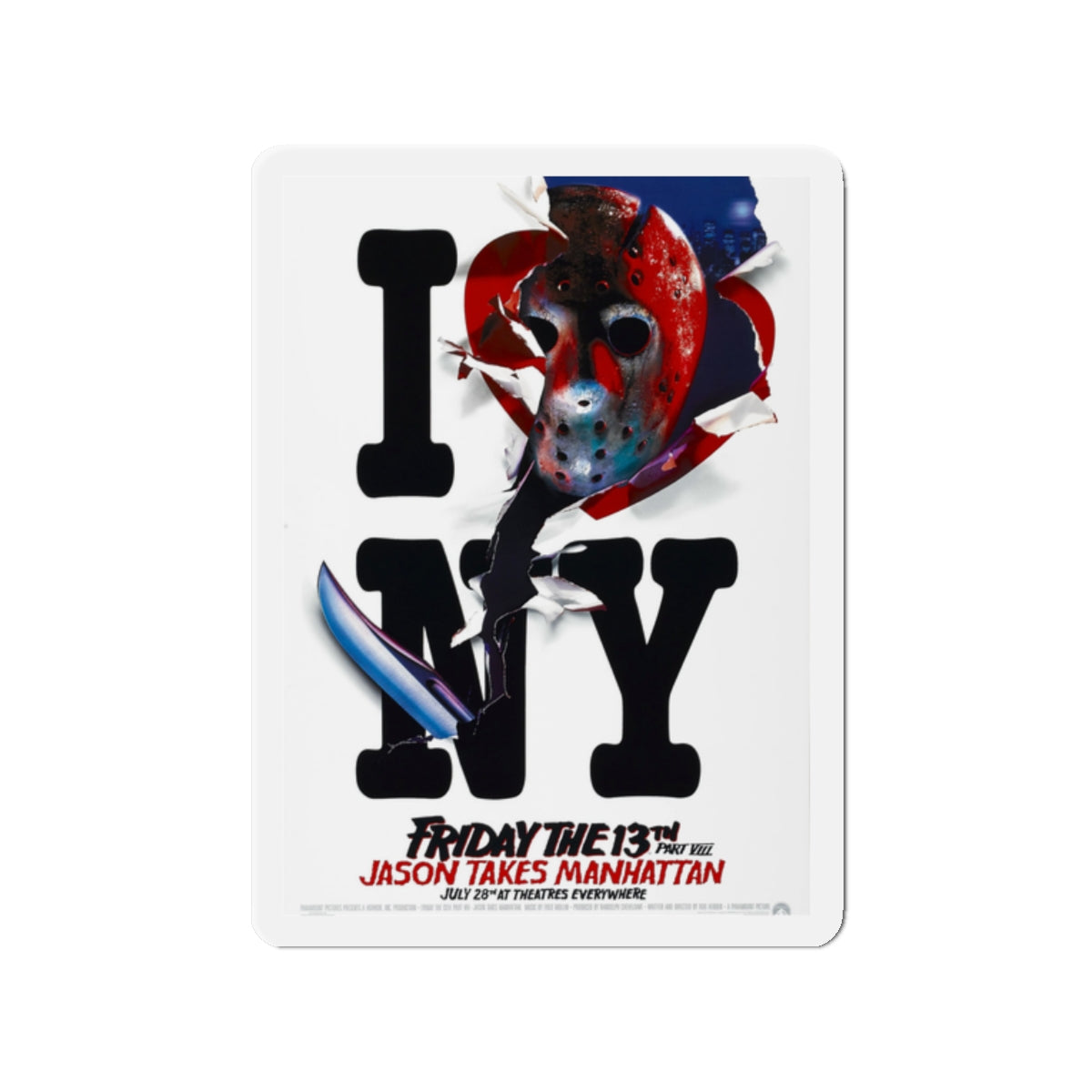 FRIDAY THE 13TH PART VIII - JASON TAKES MANHATTAN (TEASER) 1989 Movie Poster - Die-Cut Magnet-2" x 2"-The Sticker Space