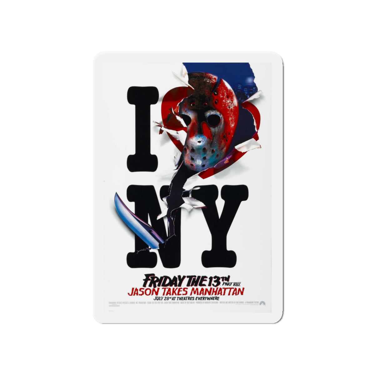 FRIDAY THE 13TH PART VIII - JASON TAKES MANHATTAN (TEASER) 1989 Movie Poster - Die-Cut Magnet-4" x 4"-The Sticker Space