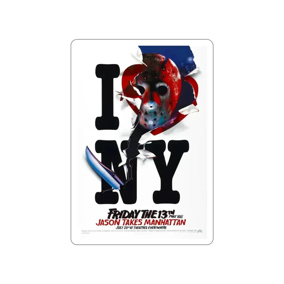 FRIDAY THE 13TH PART VIII - JASON TAKES MANHATTAN (TEASER) 1989 Movie Poster STICKER Vinyl Die-Cut Decal - The Sticker Space