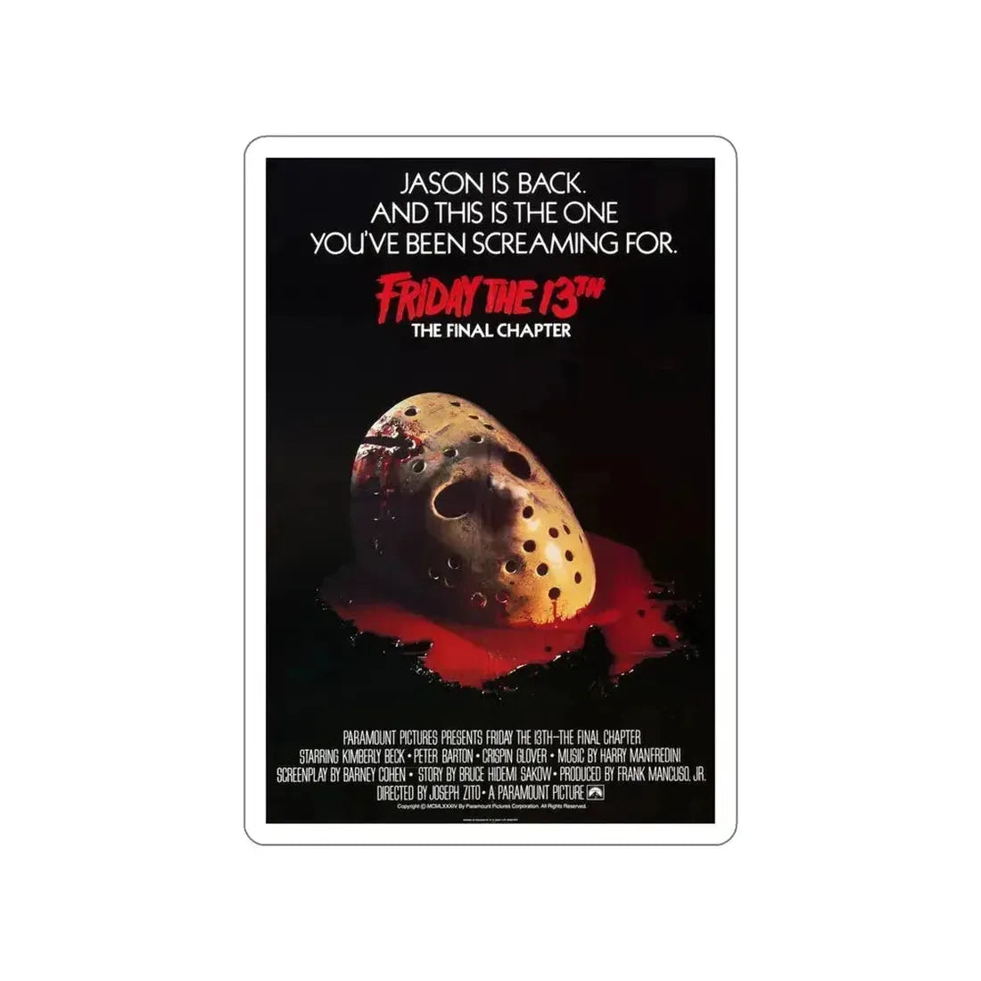 FRIDAY THE 13TH - THE FINAL CHAPTER (2) 1984 Movie Poster STICKER Vinyl Die-Cut Decal 6 Inch - The Sticker Space