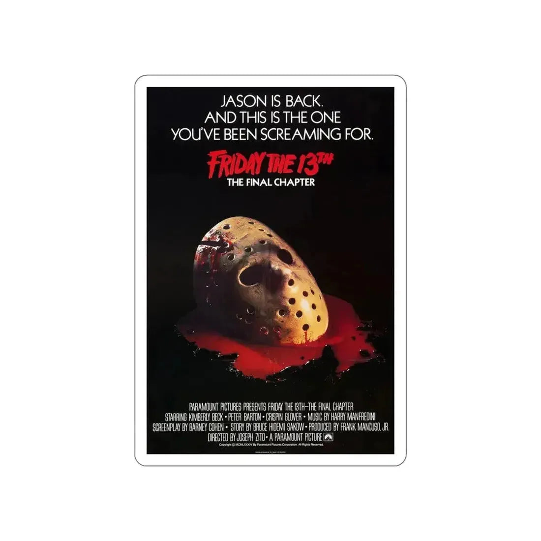FRIDAY THE 13TH - THE FINAL CHAPTER (2) 1984 Movie Poster STICKER Vinyl Die-Cut Decal - The Sticker Space