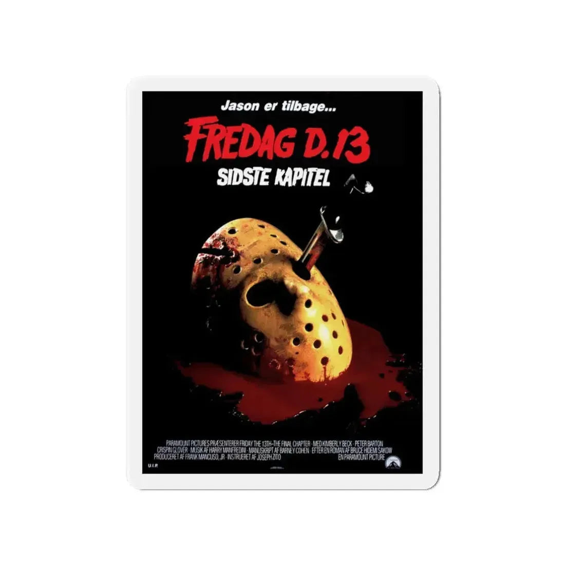FRIDAY THE 13TH - THE FINAL CHAPTER (DANISH) 1984 Movie Poster - Refrigerator Magnet 3 Inch - The Sticker Space