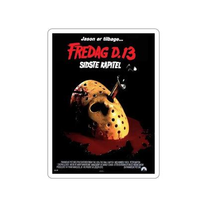 FRIDAY THE 13TH - THE FINAL CHAPTER (DANISH) 1984 Movie Poster STICKER Vinyl Die-Cut Decal - The Sticker Space