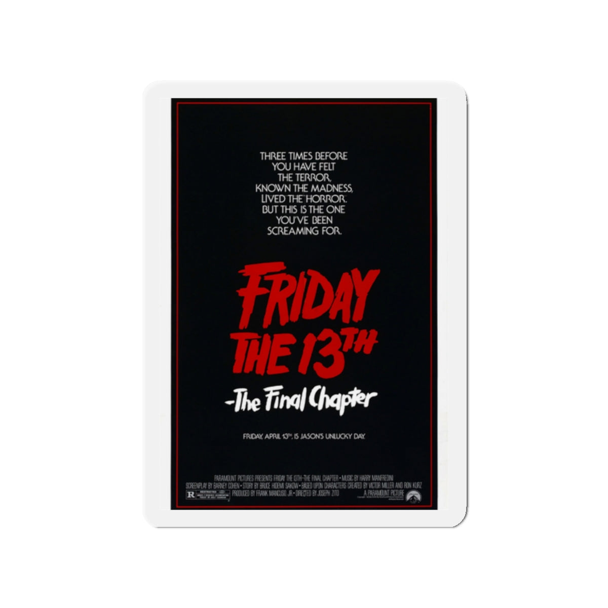 FRIDAY THE 13TH - THE FINAL CHAPTER (TEASER) 1984 Movie Poster - Die-Cut Magnet-2" x 2"-The Sticker Space