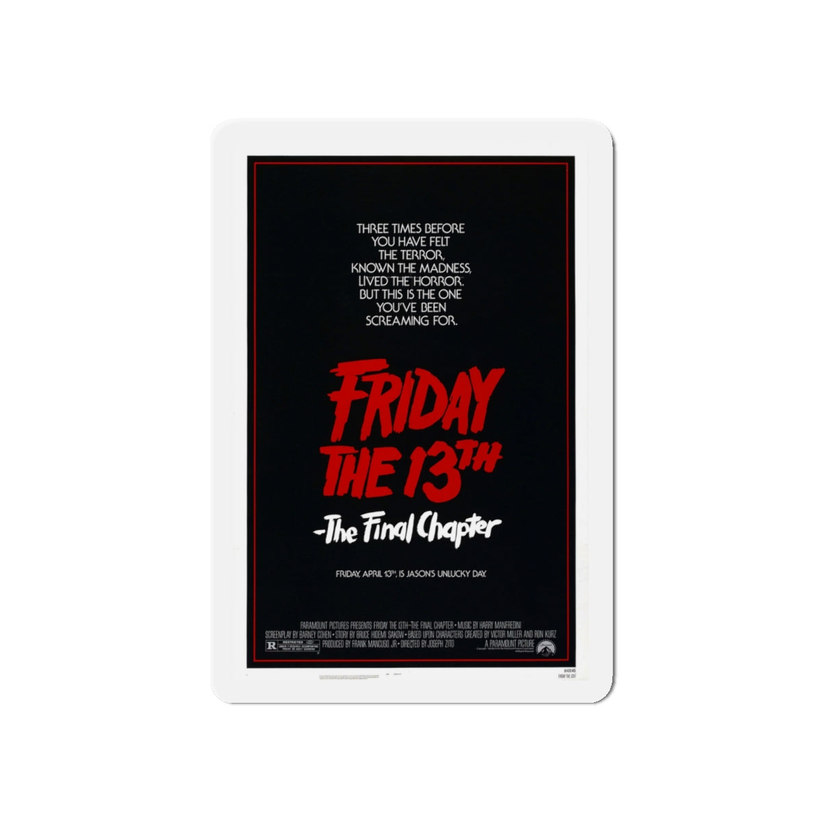 FRIDAY THE 13TH - THE FINAL CHAPTER (TEASER) 1984 Movie Poster - Die-Cut Magnet-5" x 5"-The Sticker Space