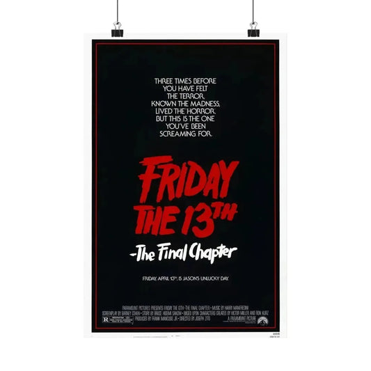 FRIDAY THE 13TH - THE FINAL CHAPTER (TEASER) 1984 - Paper Movie Poster 12″ x 18″ Matte - The Sticker Space
