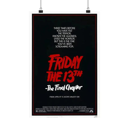 FRIDAY THE 13TH - THE FINAL CHAPTER (TEASER) 1984 - Paper Movie Poster - The Sticker Space