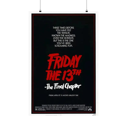 FRIDAY THE 13TH - THE FINAL CHAPTER (TEASER) 1984 - Paper Movie Poster - The Sticker Space