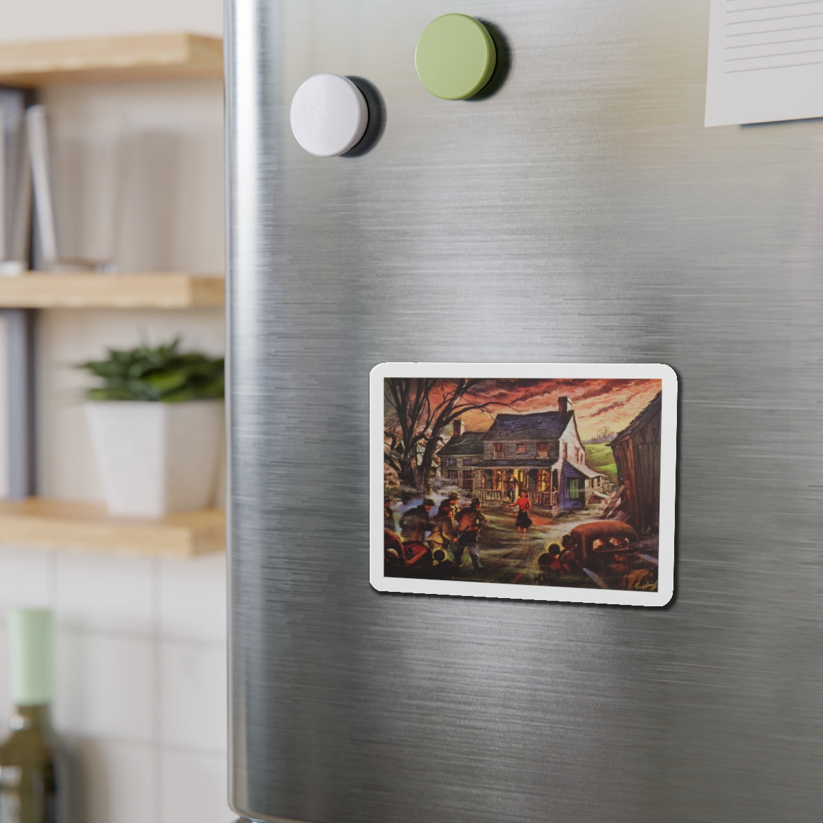 Friendly Neighbours (Magazine Illustration) Refrigerator Magnet-The Sticker Space