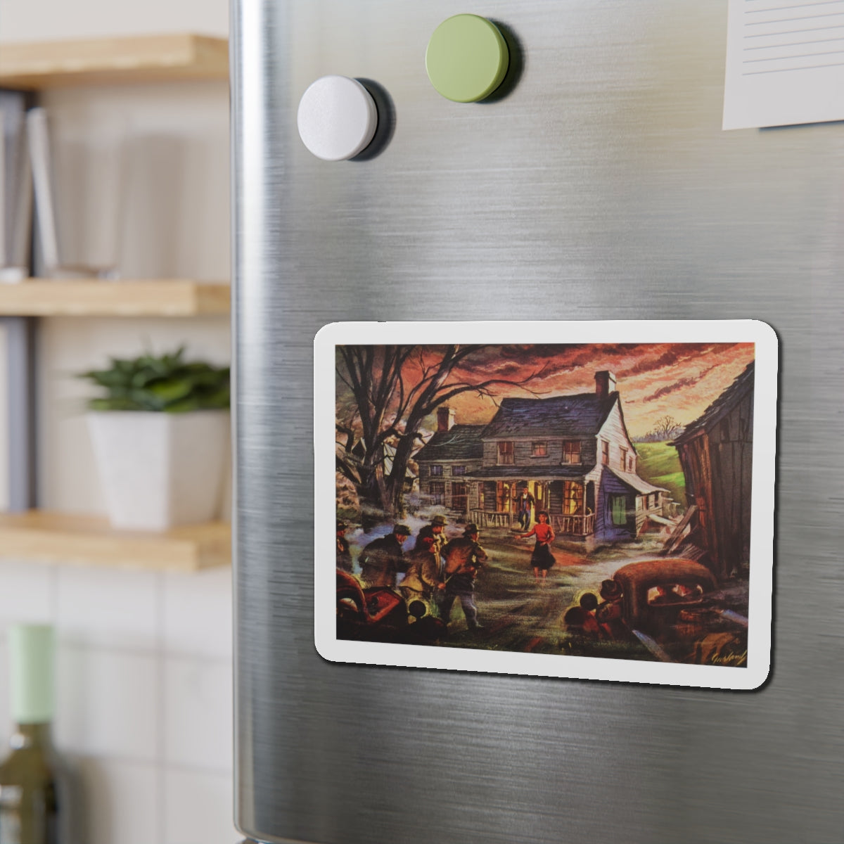 Friendly Neighbours (Magazine Illustration) Refrigerator Magnet-The Sticker Space