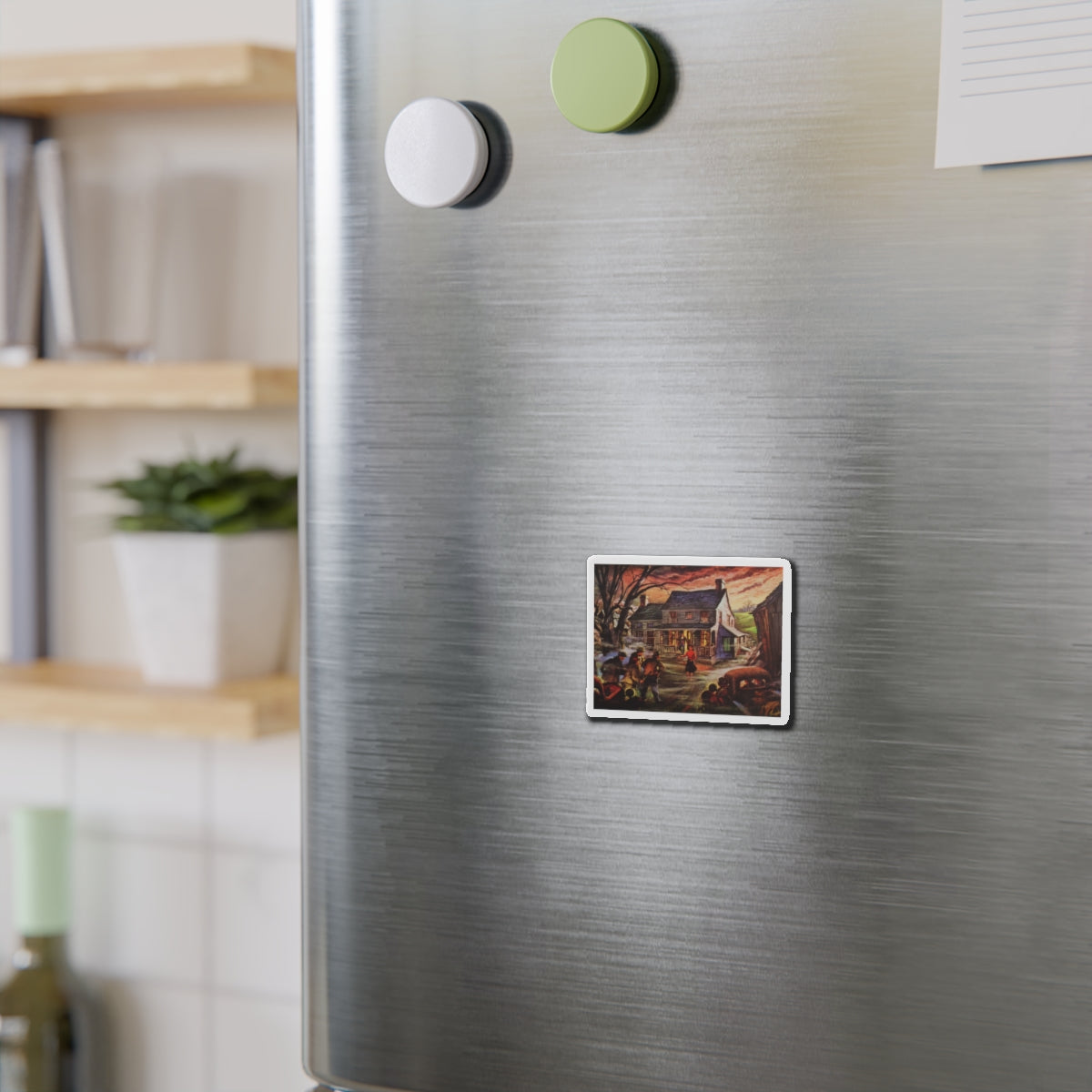 Friendly Neighbours (Magazine Illustration) Refrigerator Magnet-The Sticker Space