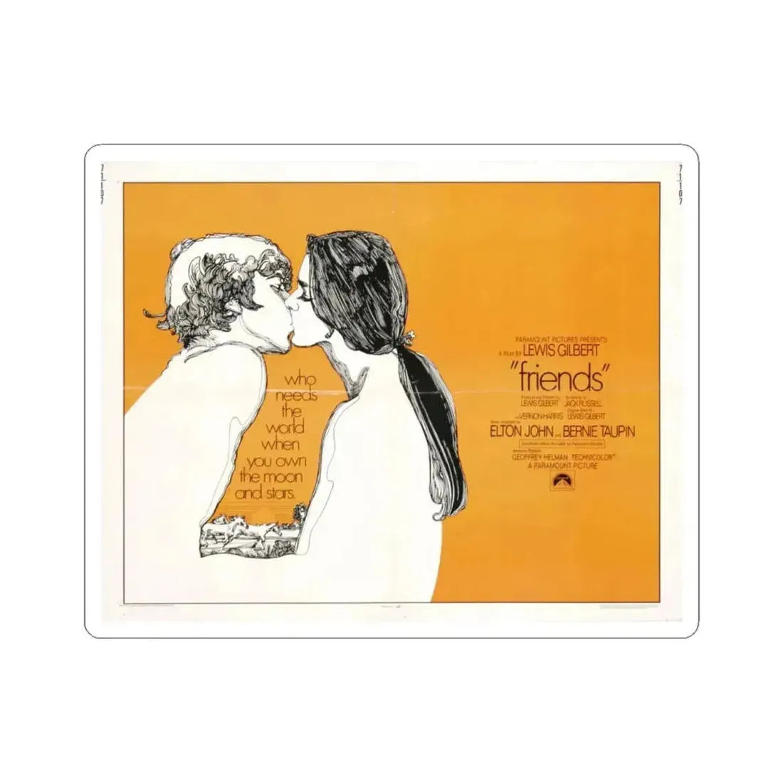 Friends 1971 Movie Poster - STICKER Vinyl Kiss-Cut Decal 4 Inch White - The Sticker Space