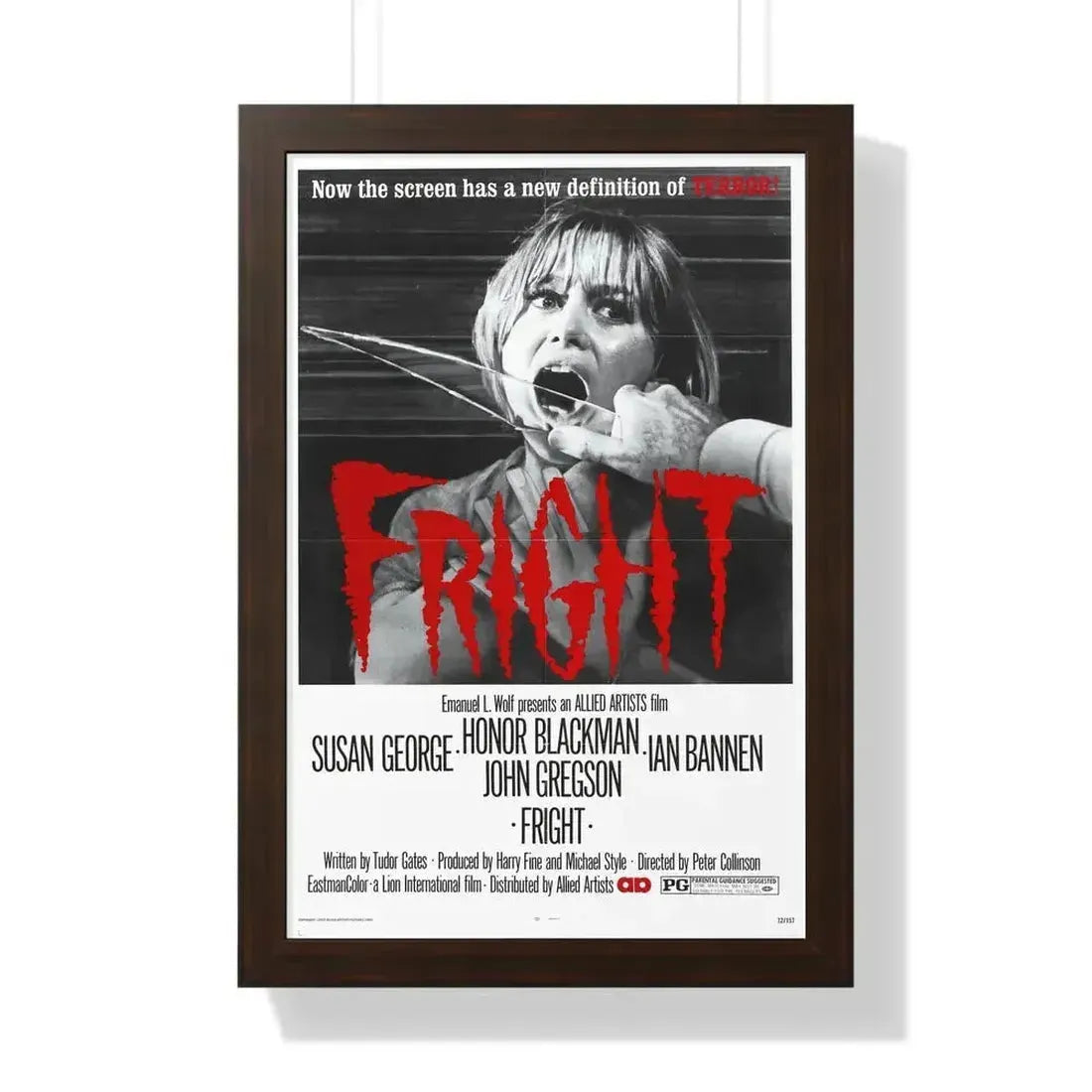 FRIGHT 1971 - Framed Movie Poster 16″ x 24″ Walnut - The Sticker Space