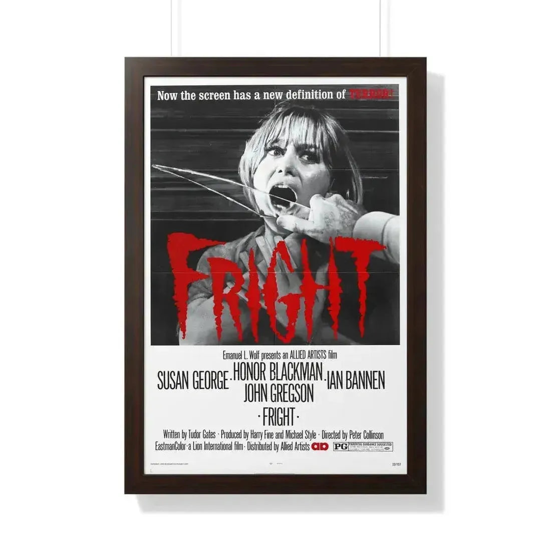 FRIGHT 1971 - Framed Movie Poster 20" x 30" Walnut - The Sticker Space