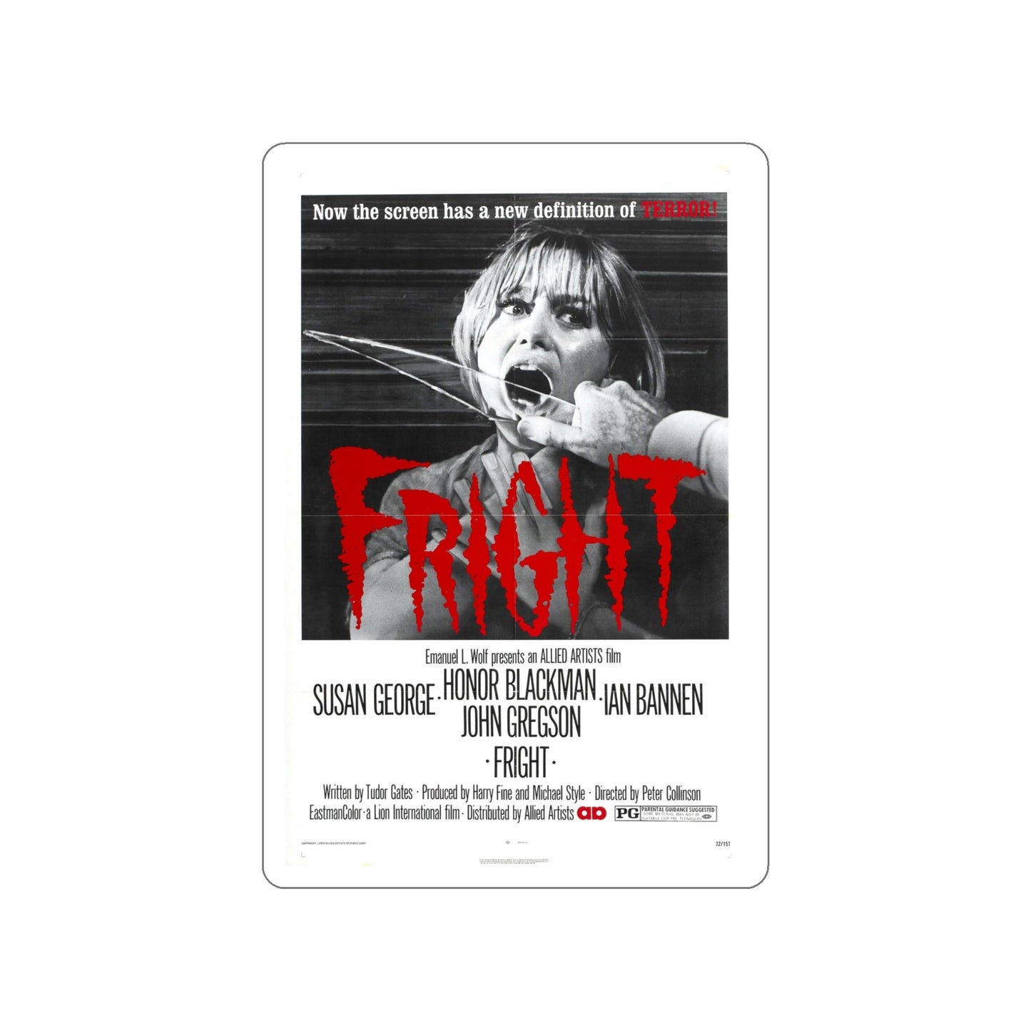 FRIGHT 1971 Movie Poster STICKER Vinyl Die-Cut Decal-5 Inch-The Sticker Space