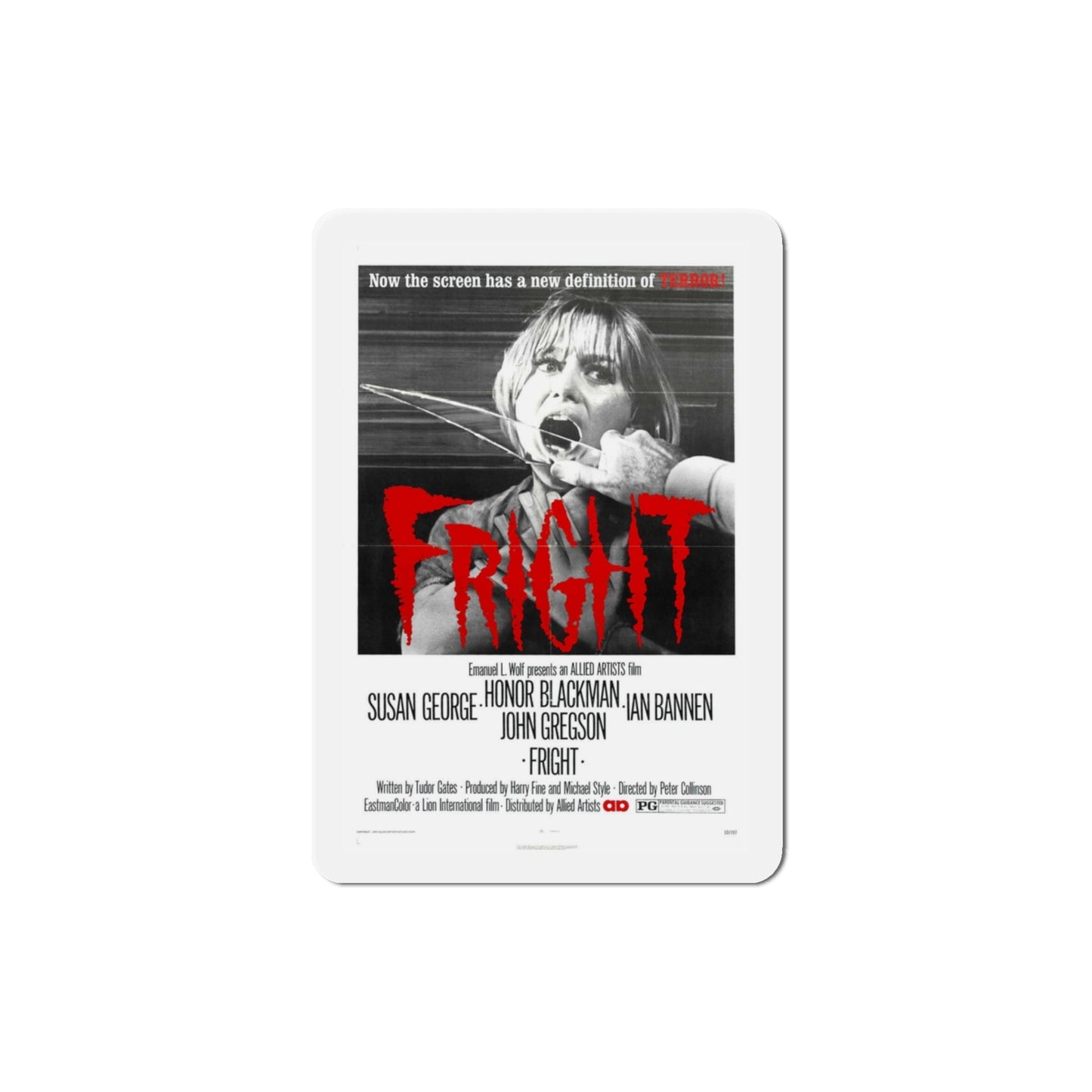 Fright 1972 Movie Poster Die-Cut Magnet-3 Inch-The Sticker Space