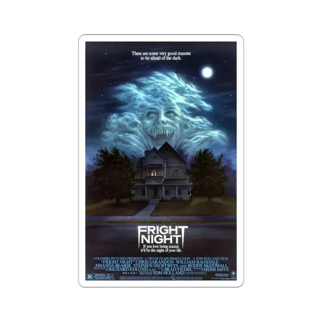 Fright Night 1985 Movie Poster - STICKER Vinyl Kiss-Cut Decal 4 Inch White - The Sticker Space