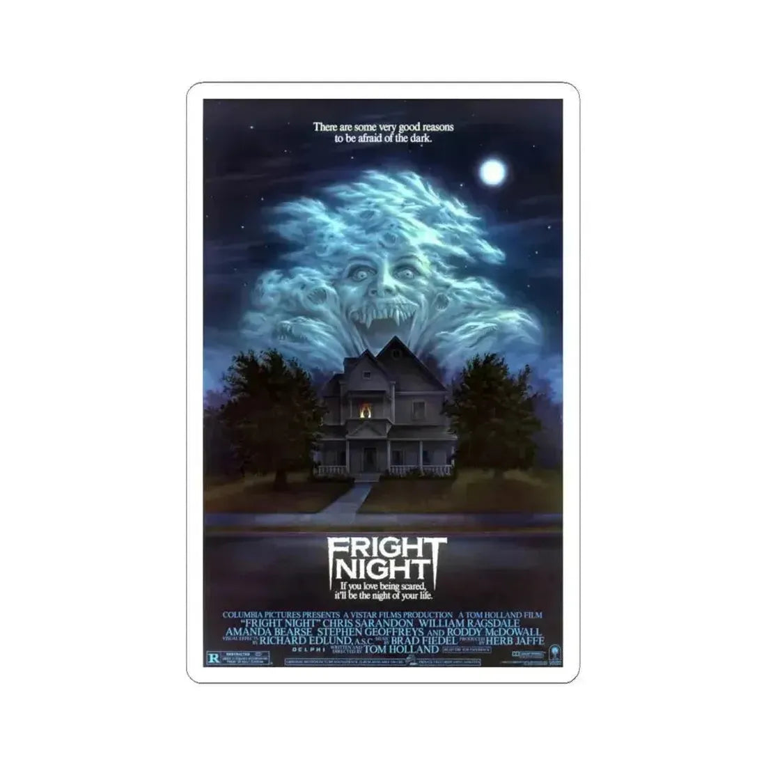Fright Night 1985 Movie Poster - STICKER Vinyl Kiss-Cut Decal 6 Inch White - The Sticker Space