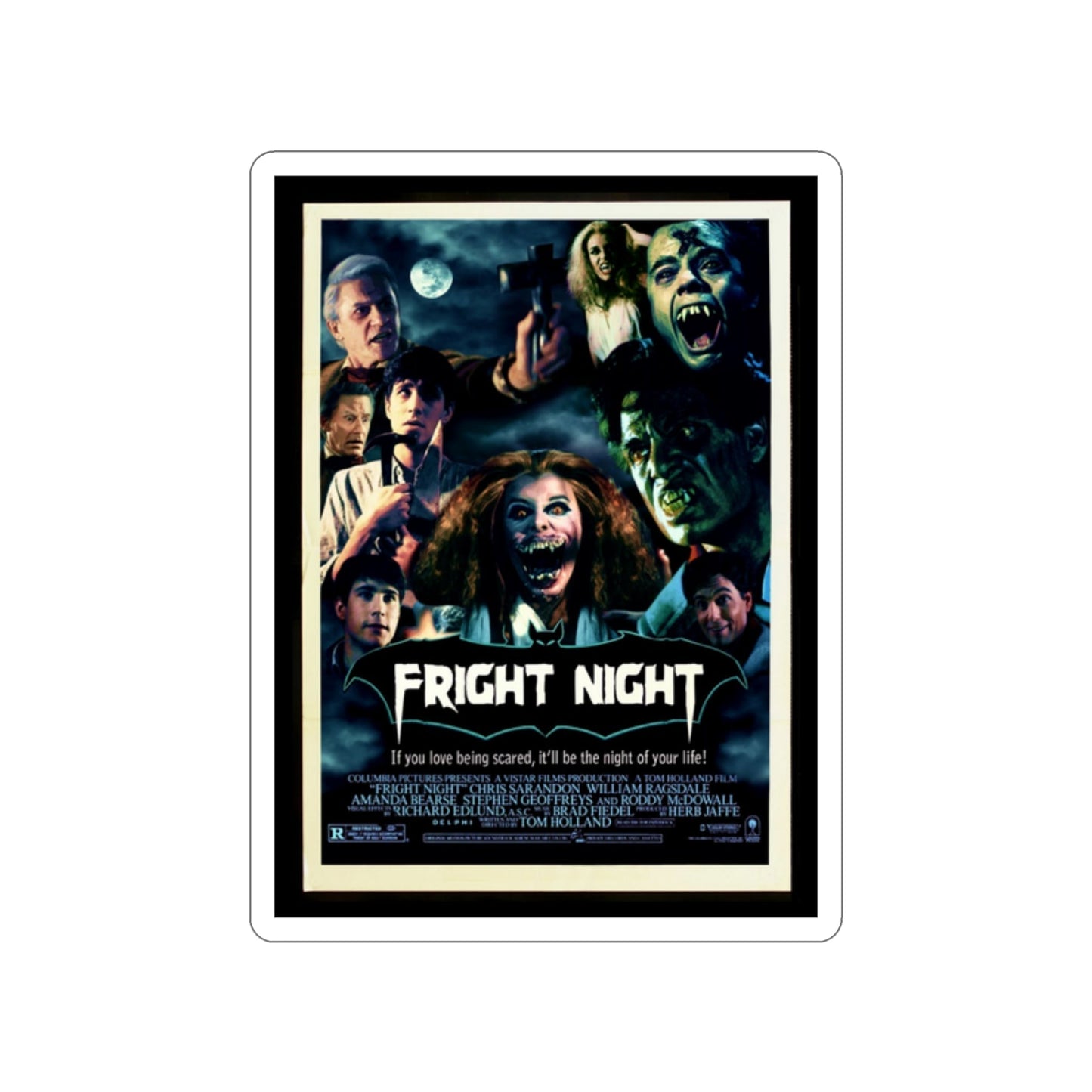 FRIGHT NIGHT (2) 1985 Movie Poster STICKER Vinyl Die-Cut Decal-2 Inch-The Sticker Space