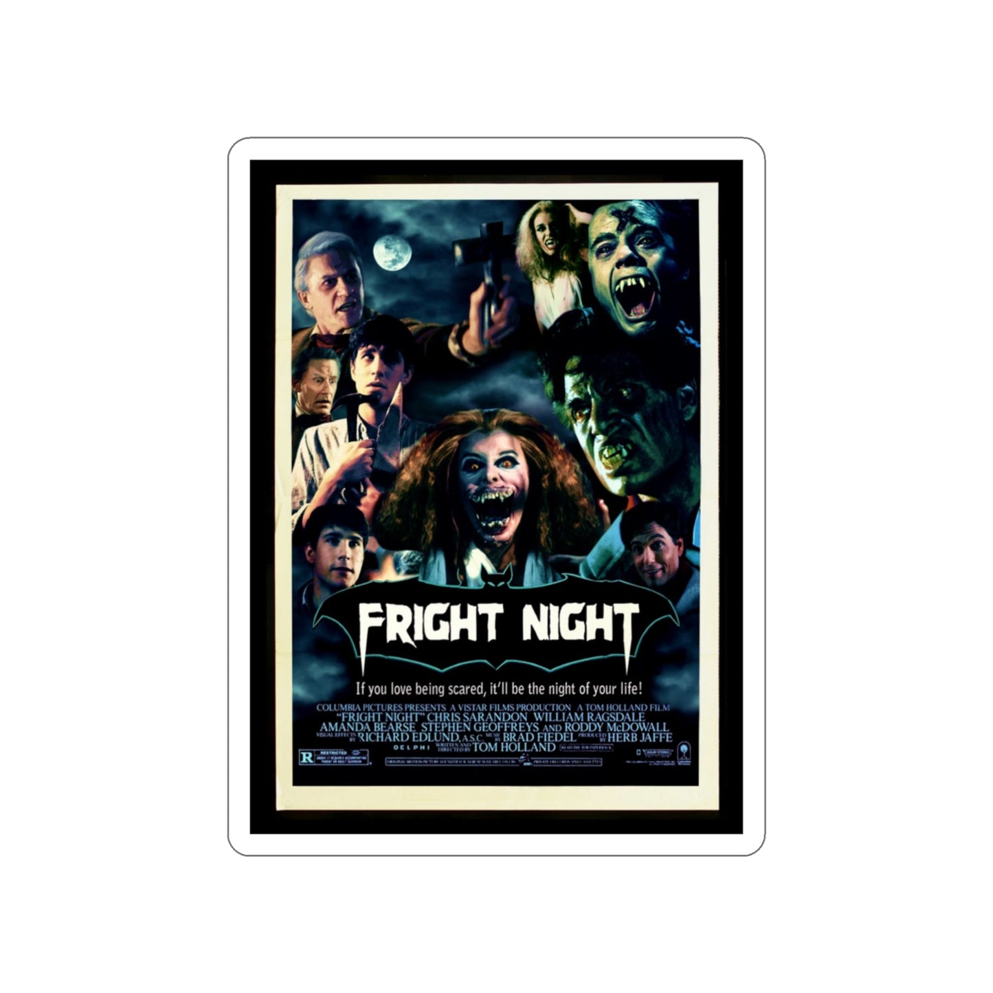 FRIGHT NIGHT (2) 1985 Movie Poster STICKER Vinyl Die-Cut Decal-3 Inch-The Sticker Space