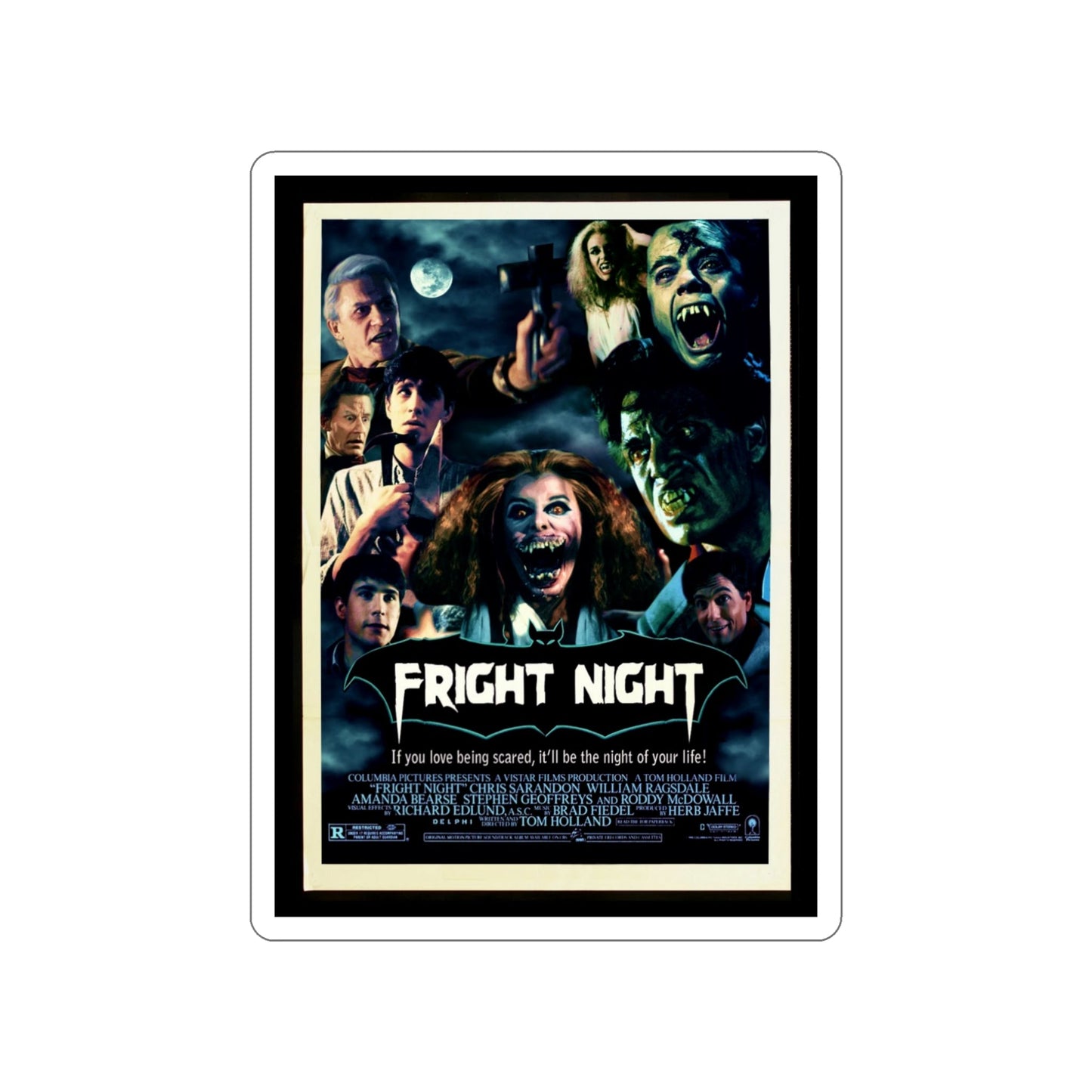 FRIGHT NIGHT (2) 1985 Movie Poster STICKER Vinyl Die-Cut Decal-5 Inch-The Sticker Space