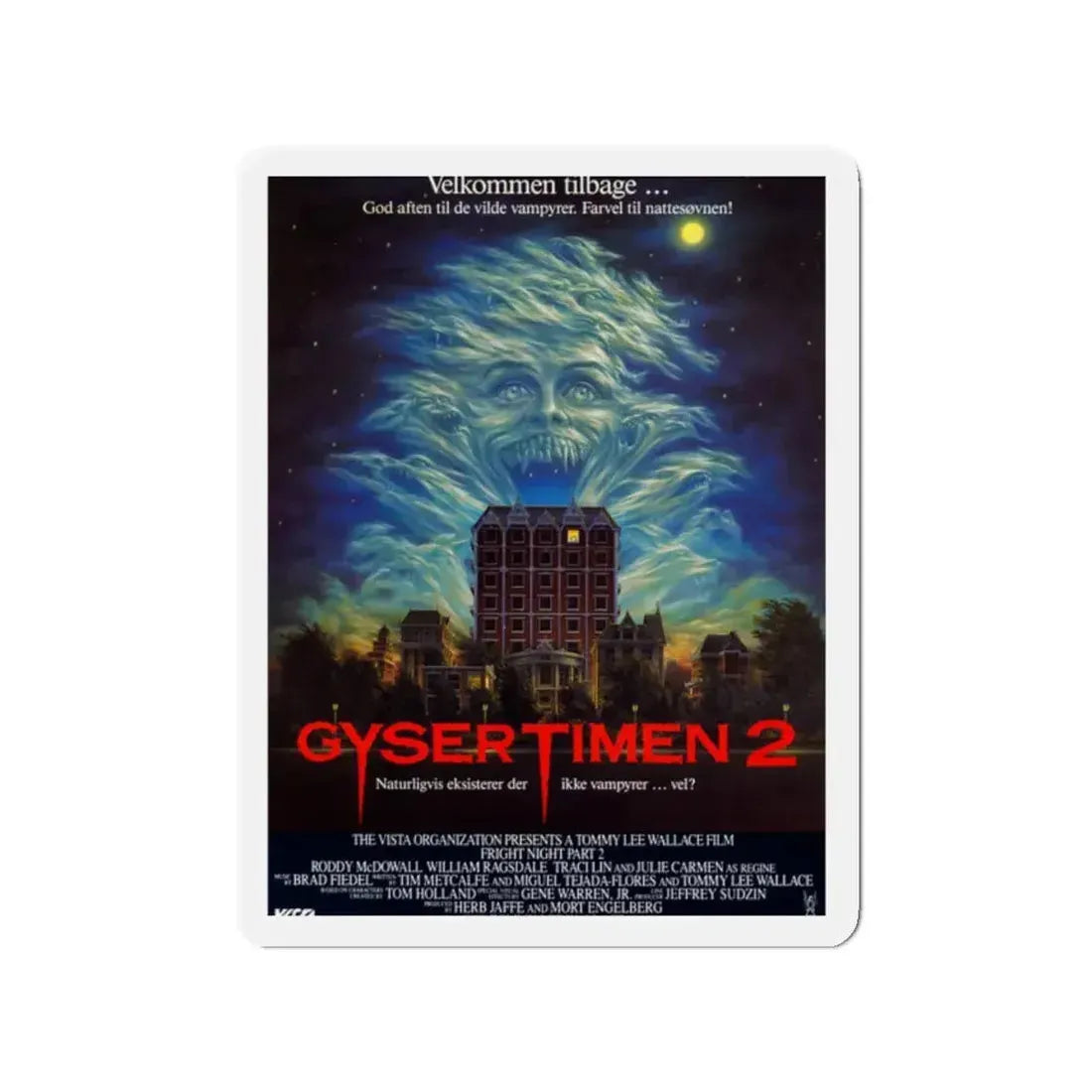 FRIGHT NIGHT 2 (DANISH) 1988 Movie Poster - Refrigerator Magnet 2 Inch - The Sticker Space