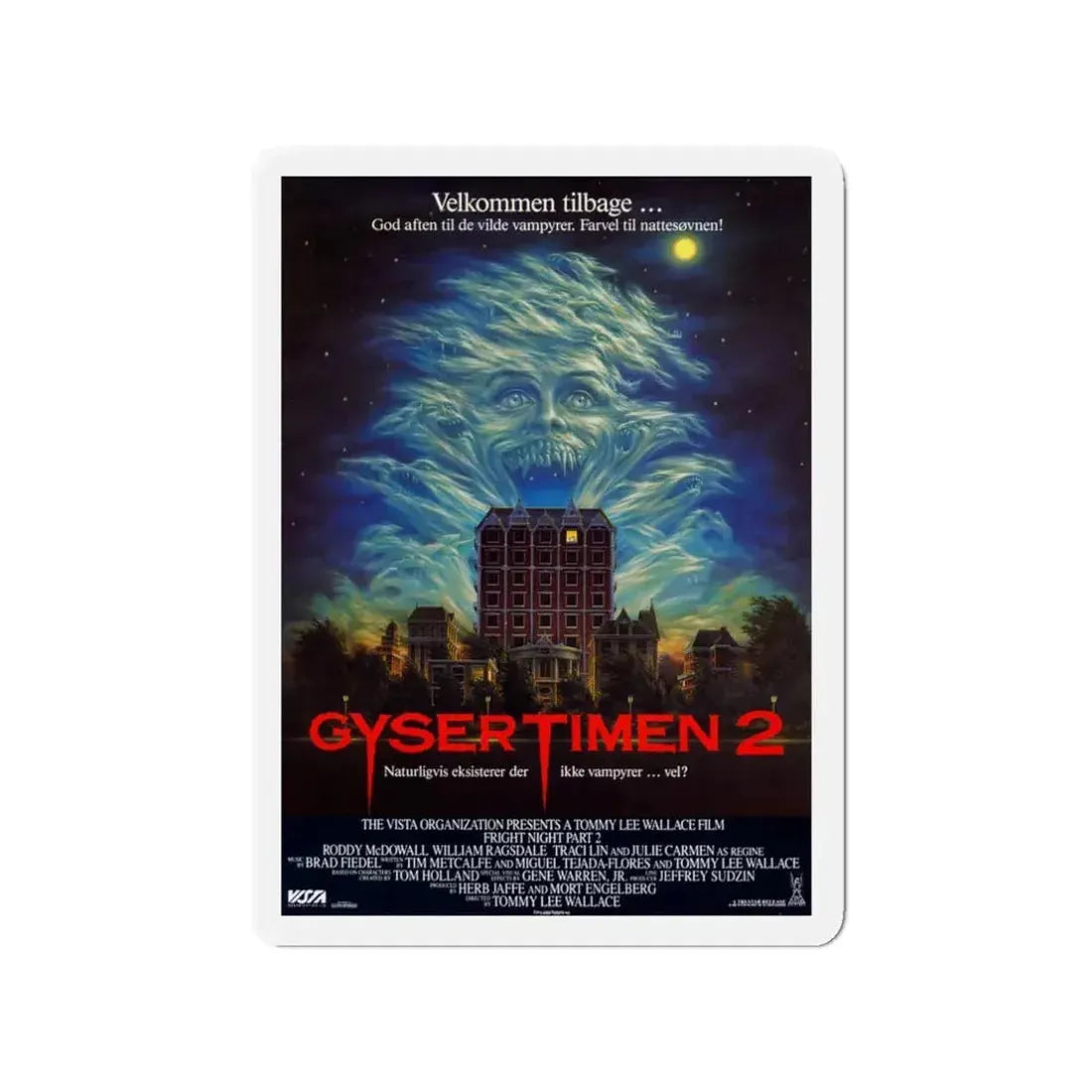 FRIGHT NIGHT 2 (DANISH) 1988 Movie Poster - Refrigerator Magnet 3 Inch - The Sticker Space
