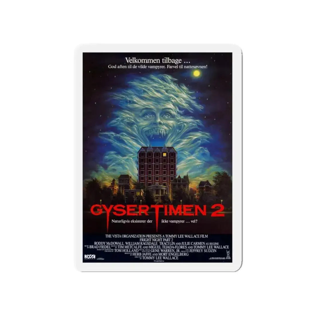 FRIGHT NIGHT 2 (DANISH) 1988 Movie Poster - Refrigerator Magnet 4 Inch - The Sticker Space