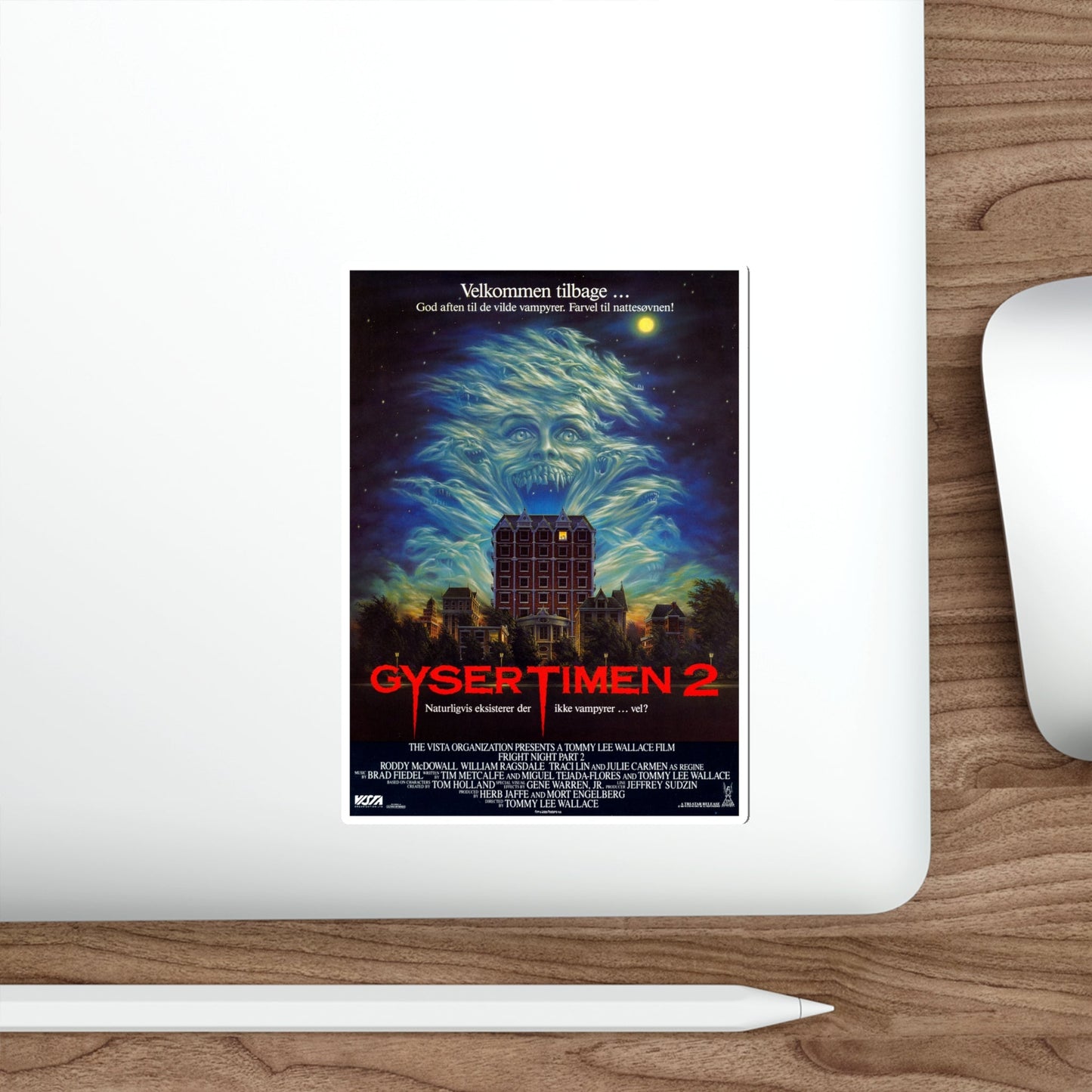 FRIGHT NIGHT 2 (DANISH) 1988 Movie Poster STICKER Vinyl Die-Cut Decal-The Sticker Space