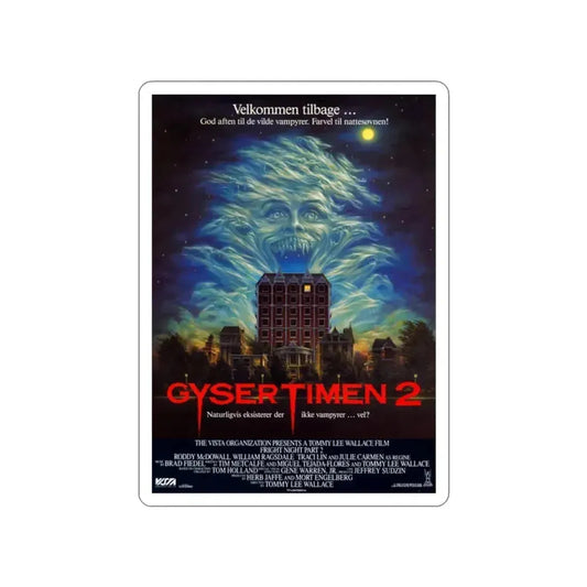 FRIGHT NIGHT 2 (DANISH) 1988 Movie Poster STICKER Vinyl Die-Cut Decal 2 Inch - The Sticker Space
