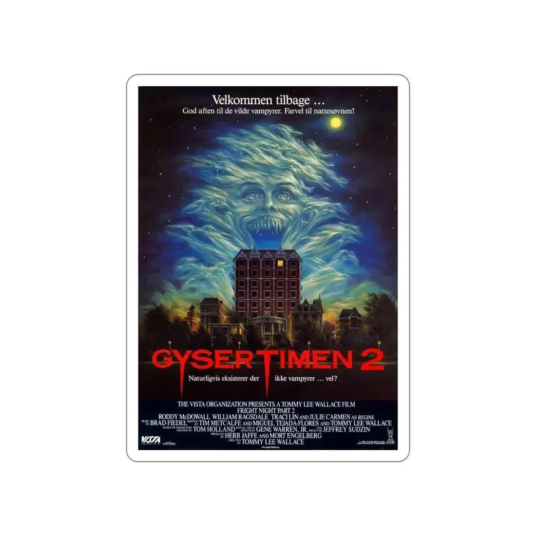 FRIGHT NIGHT 2 (DANISH) 1988 Movie Poster STICKER Vinyl Die-Cut Decal 5 Inch - The Sticker Space