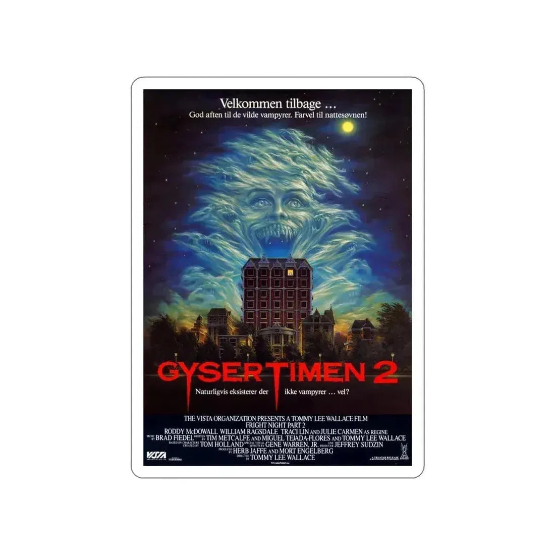 FRIGHT NIGHT 2 (DANISH) 1988 Movie Poster STICKER Vinyl Die-Cut Decal 6 Inch - The Sticker Space