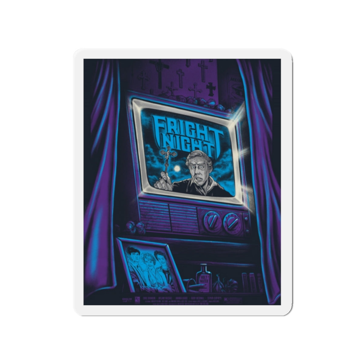 FRIGHT NIGHT (MONDO) 1985 Movie Poster - Die-Cut Magnet-2" x 2"-The Sticker Space