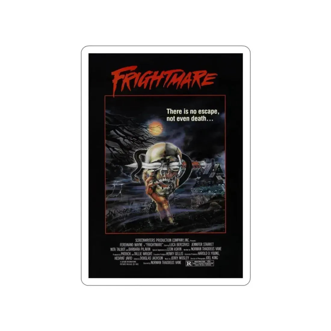 FRIGHTMARE 1981 Movie Poster STICKER Vinyl Die-Cut Decal 2 Inch - The Sticker Space
