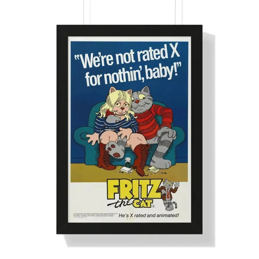 FRITZ THE CAT 1972 - Framed Movie Poster 16″ x 24″ Black - The Sticker Space