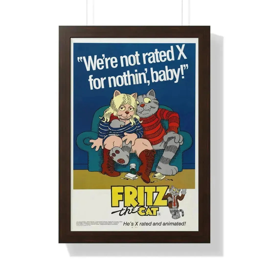 FRITZ THE CAT 1972 - Framed Movie Poster 16″ x 24″ Walnut - The Sticker Space