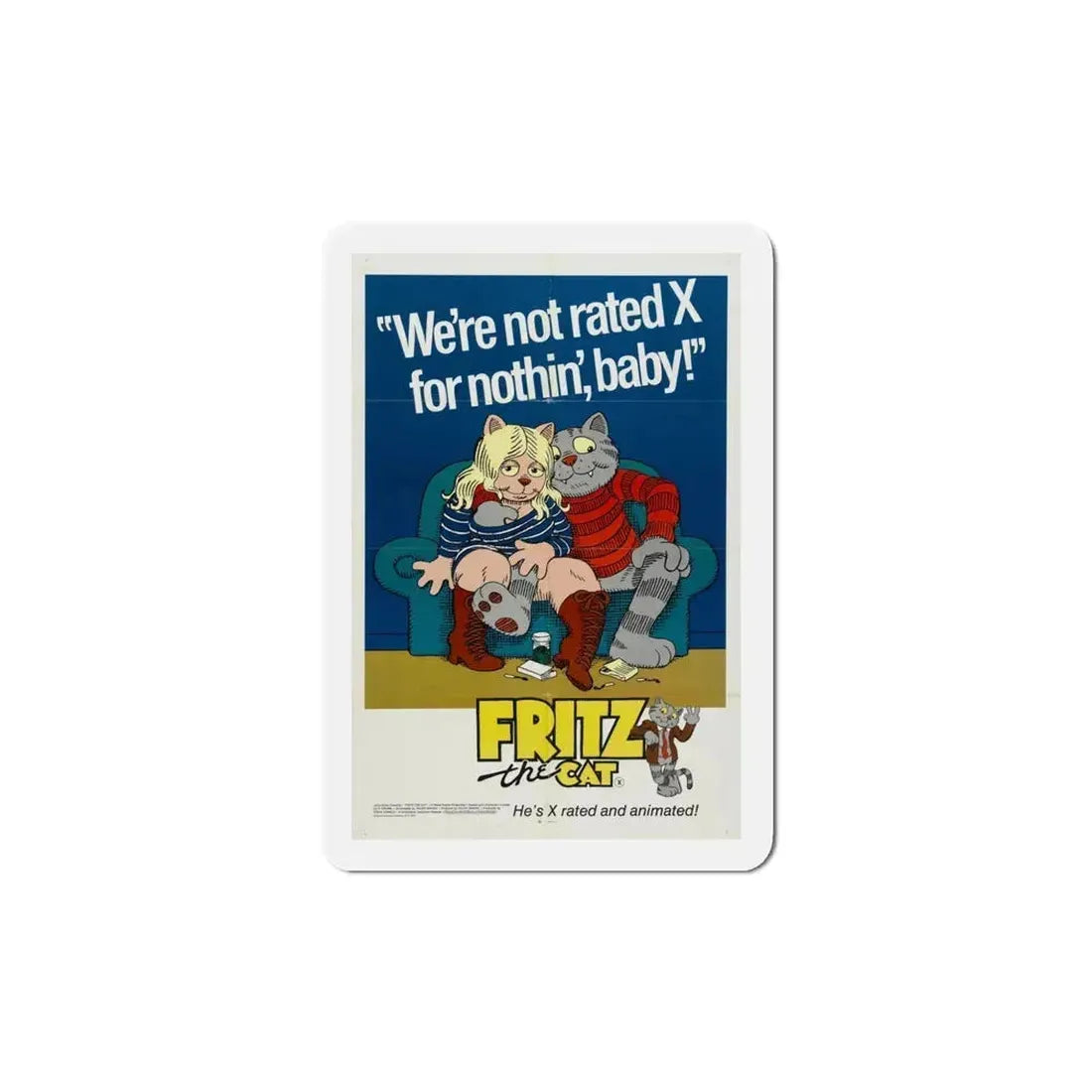 Fritz the Cat 1972 Movie Poster Refrigerator Magnet 5 Inch - The Sticker Space