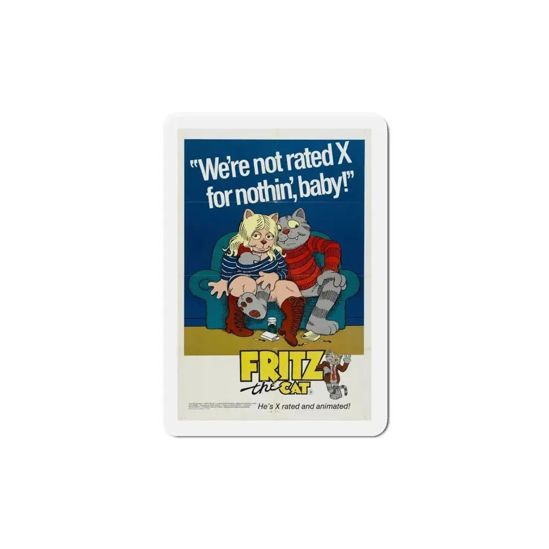 Fritz the Cat 1972 Movie Poster Refrigerator Magnet 6 Inch - The Sticker Space