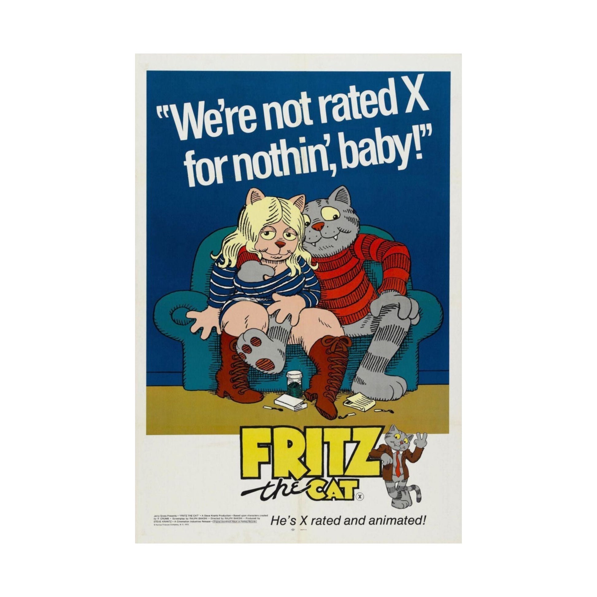 FRITZ THE CAT 1972 - Paper Movie Poster-The Sticker Space