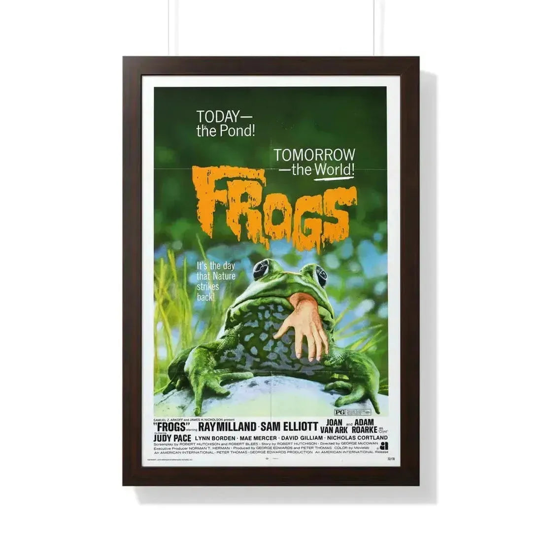 FROGS 1972 - Framed Movie Poster 20" x 30" Walnut - The Sticker Space