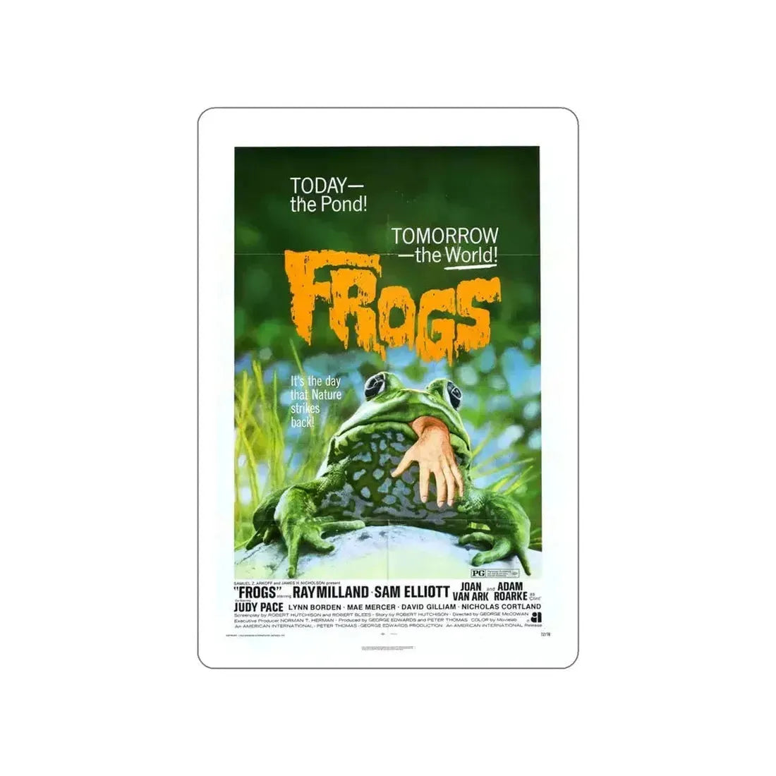FROGS 1972 Movie Poster STICKER Vinyl Die-Cut Decal 6 Inch - The Sticker Space