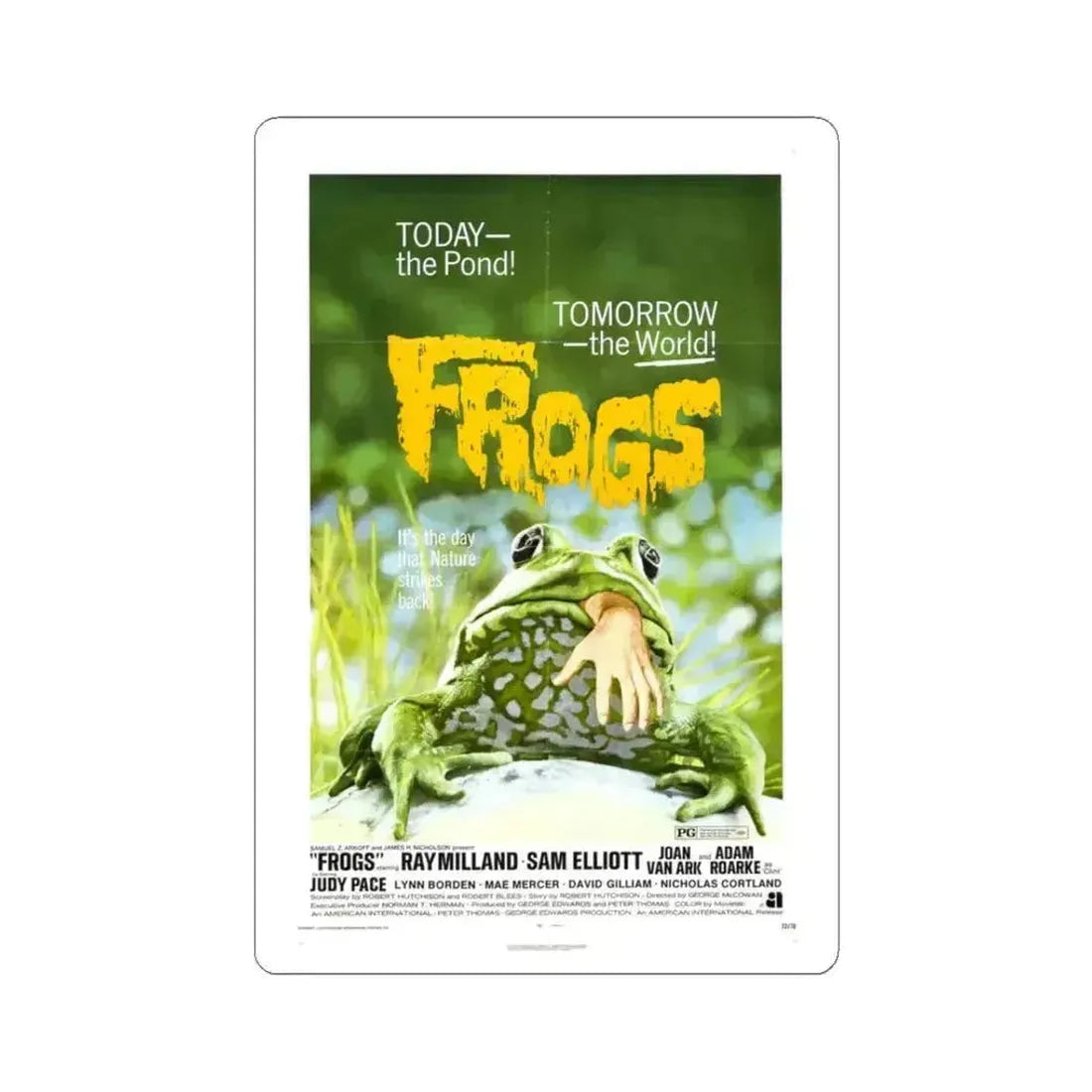 Frogs 1972 Movie Poster - STICKER Vinyl Kiss-Cut Decal 3 Inch White - The Sticker Space
