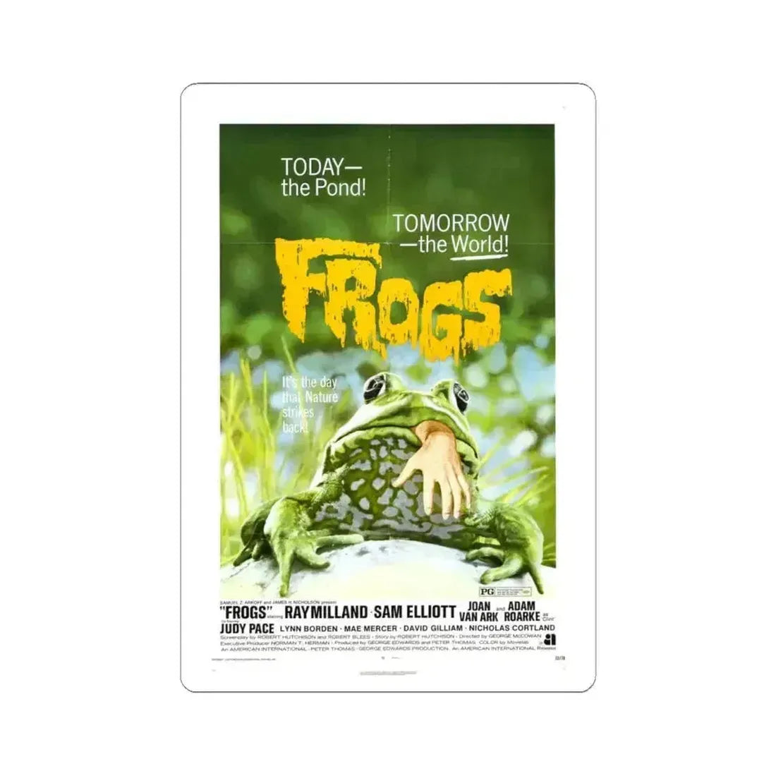 Frogs 1972 Movie Poster - STICKER Vinyl Kiss-Cut Decal 4 Inch White - The Sticker Space