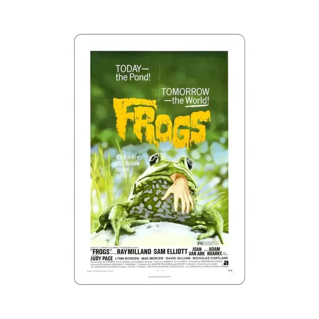 Frogs 1972 Movie Poster - STICKER Vinyl Kiss-Cut Decal 6 Inch White - The Sticker Space
