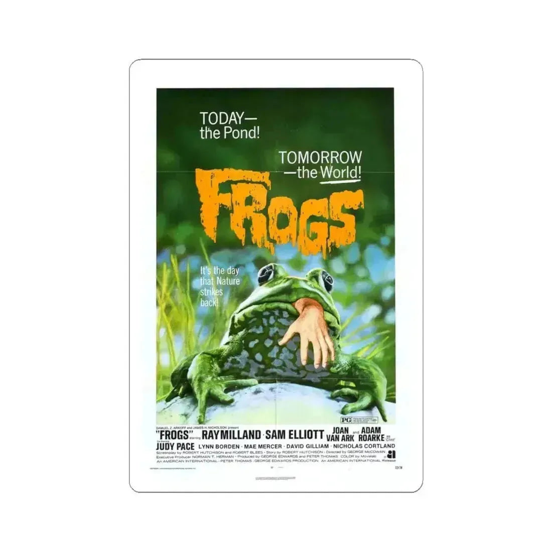 FROGS 1972 Movie Poster - STICKER Vinyl Kiss-Cut Decal 6 Inch White - The Sticker Space