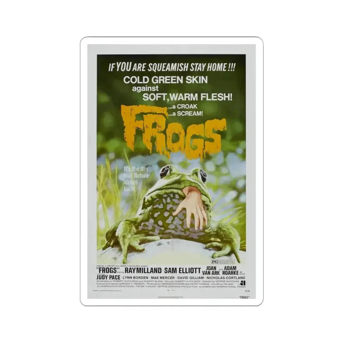 FROGS (2) 1972 Movie Poster - STICKER Vinyl Kiss-Cut Decal 4 Inch White - The Sticker Space
