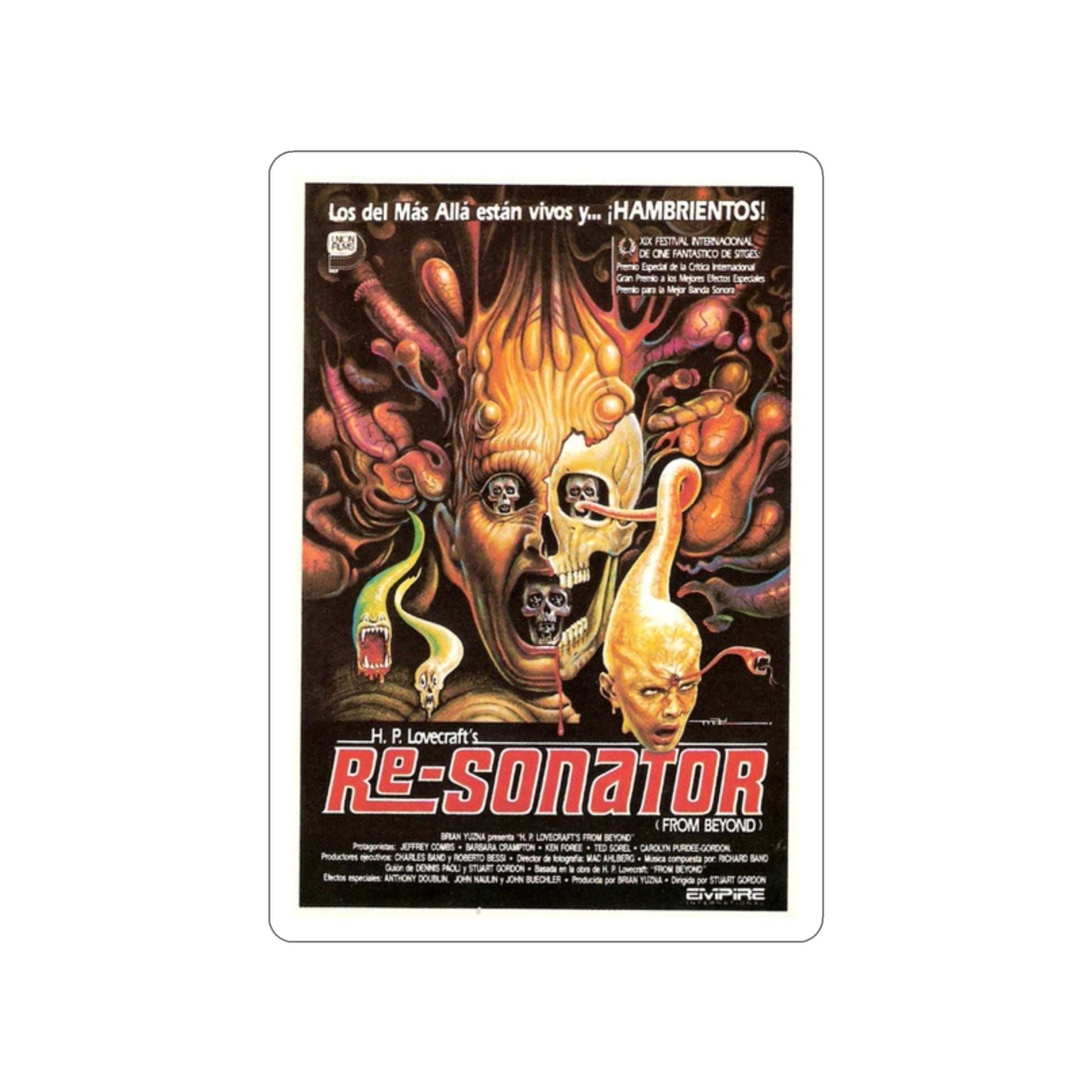 FROM BEYOND (SPANISH) 1986 Movie Poster STICKER Vinyl Die-Cut Decal-2 Inch-The Sticker Space