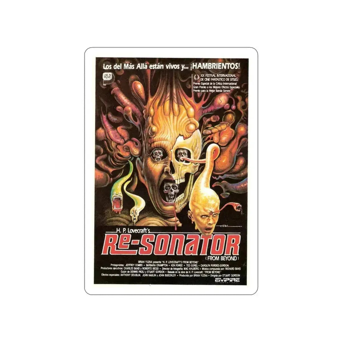 FROM BEYOND (SPANISH) 1986 Movie Poster STICKER Vinyl Die-Cut Decal 3 Inch - The Sticker Space