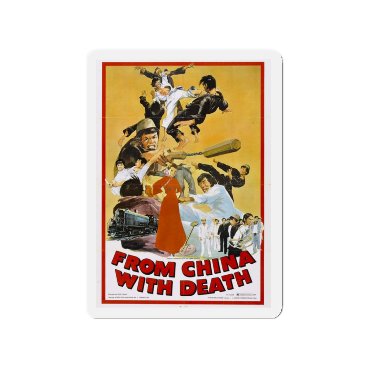 FROM CHINA WITH DEATH 1974 Movie Poster - Die-Cut Magnet-2" x 2"-The Sticker Space